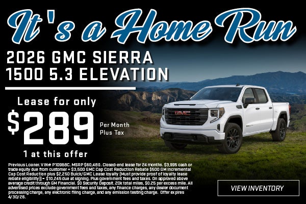2026 GMC Sierra 1500 Elevation lease for $289 per month