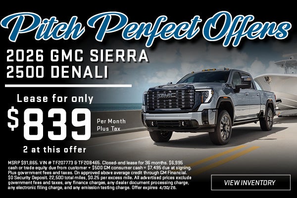2026 GMC Sierra 2500 Denali lease offer at $839 per month