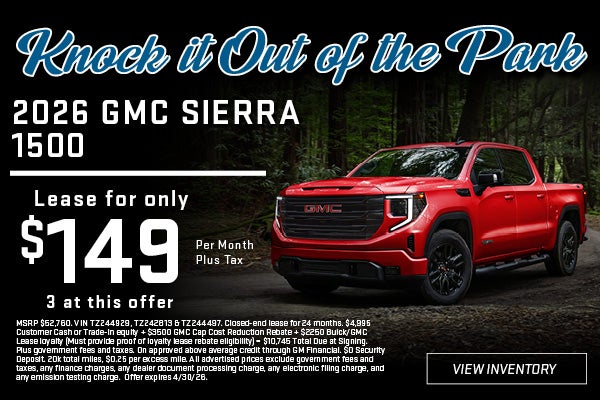 2026 GMC Sierra 1500 lease special starting at $149