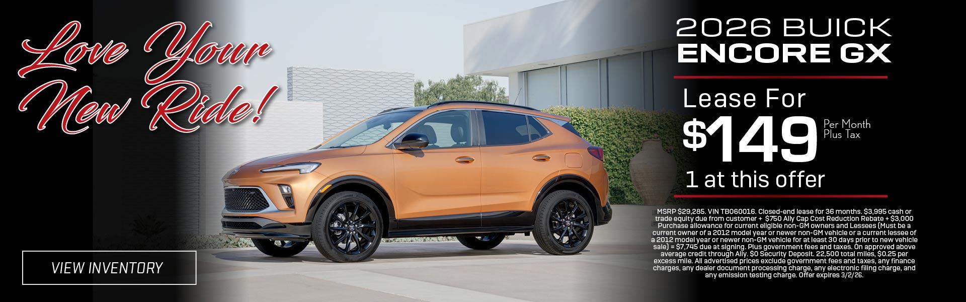 Orange 2026 Buick Encore GX Presidents’ Day offer