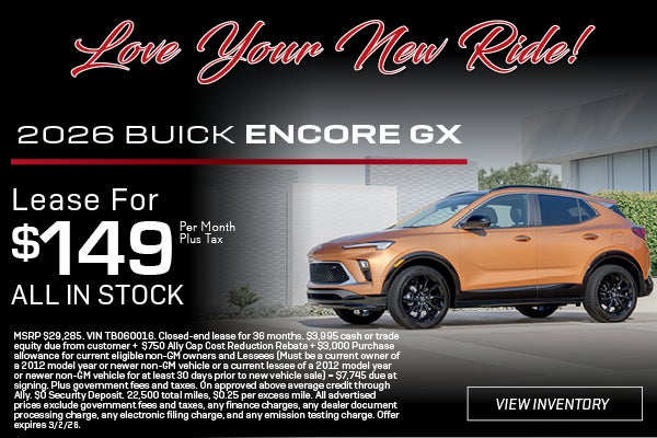 Orange 2026 Buick Encore GX Presidents’ Day offer