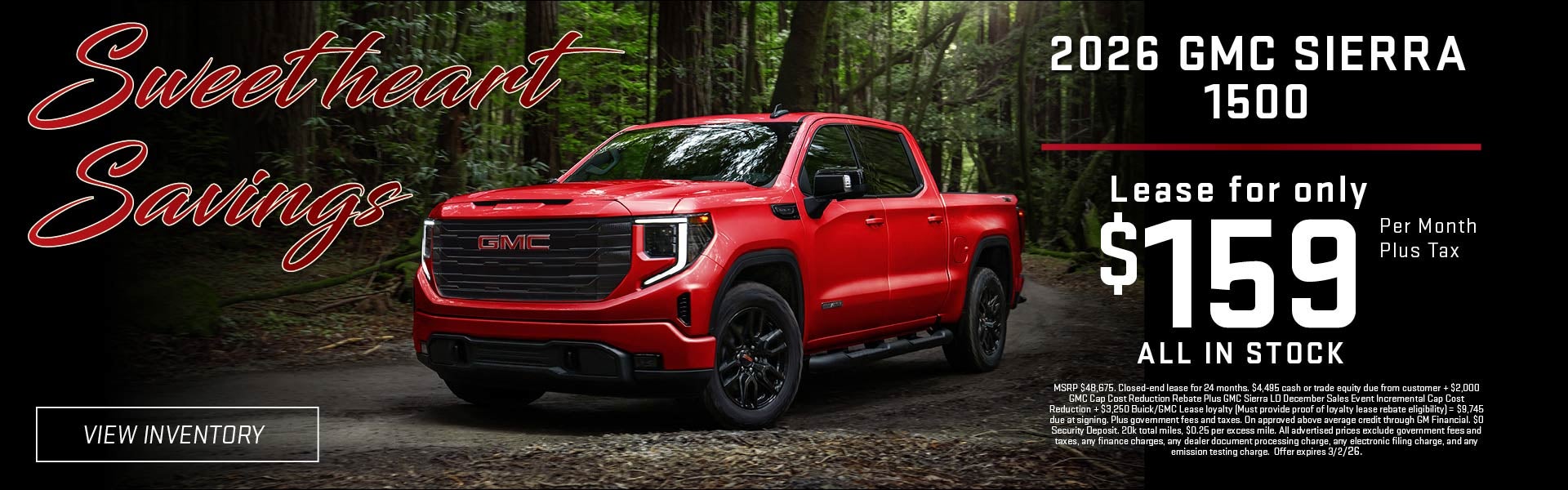 Red 2026 GMC Sierra 1500 Presidents’ Day offer