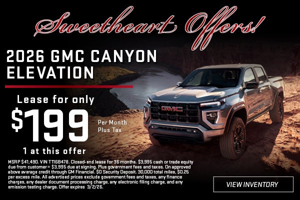 Gray 2026 GMC Canyon Elevation Presidents’ Day offer