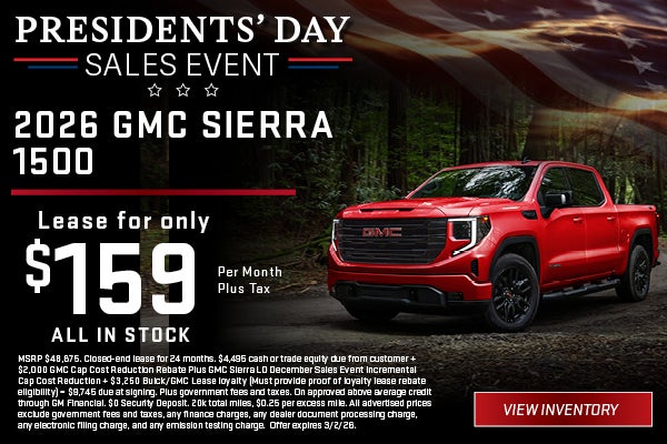 Red 2026 GMC Sierra 1500 Presidents’ Day offer